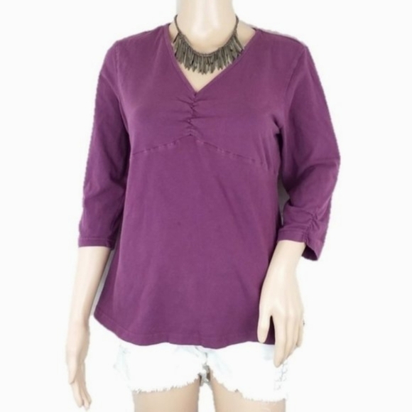 Motherhood Maternity Tops - Motherhood Maternity Ruched Purple Blouse Top